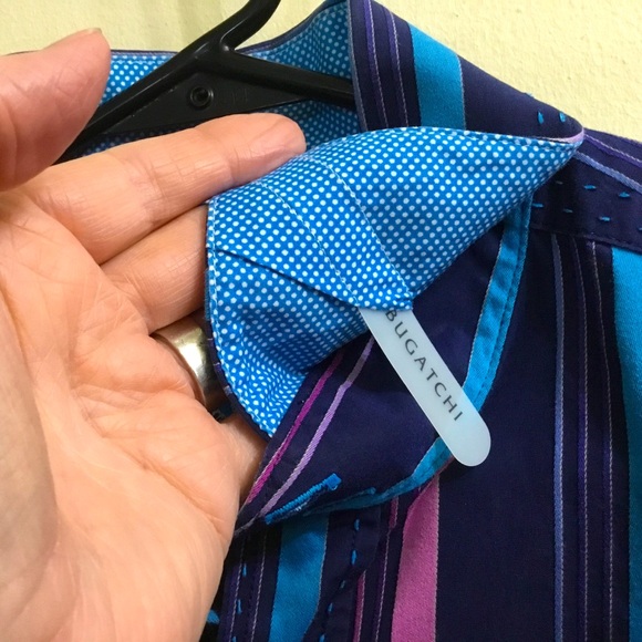 Bugatchi 100% cotton striped long sleeve shirt - Picture 4 of 9